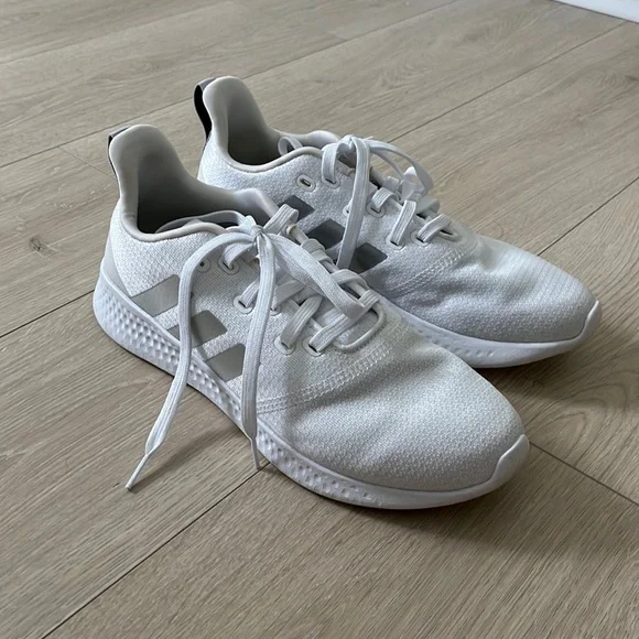 adidas | Shoes | White Adidas With Silver Stripe Womans Size | Poshmark